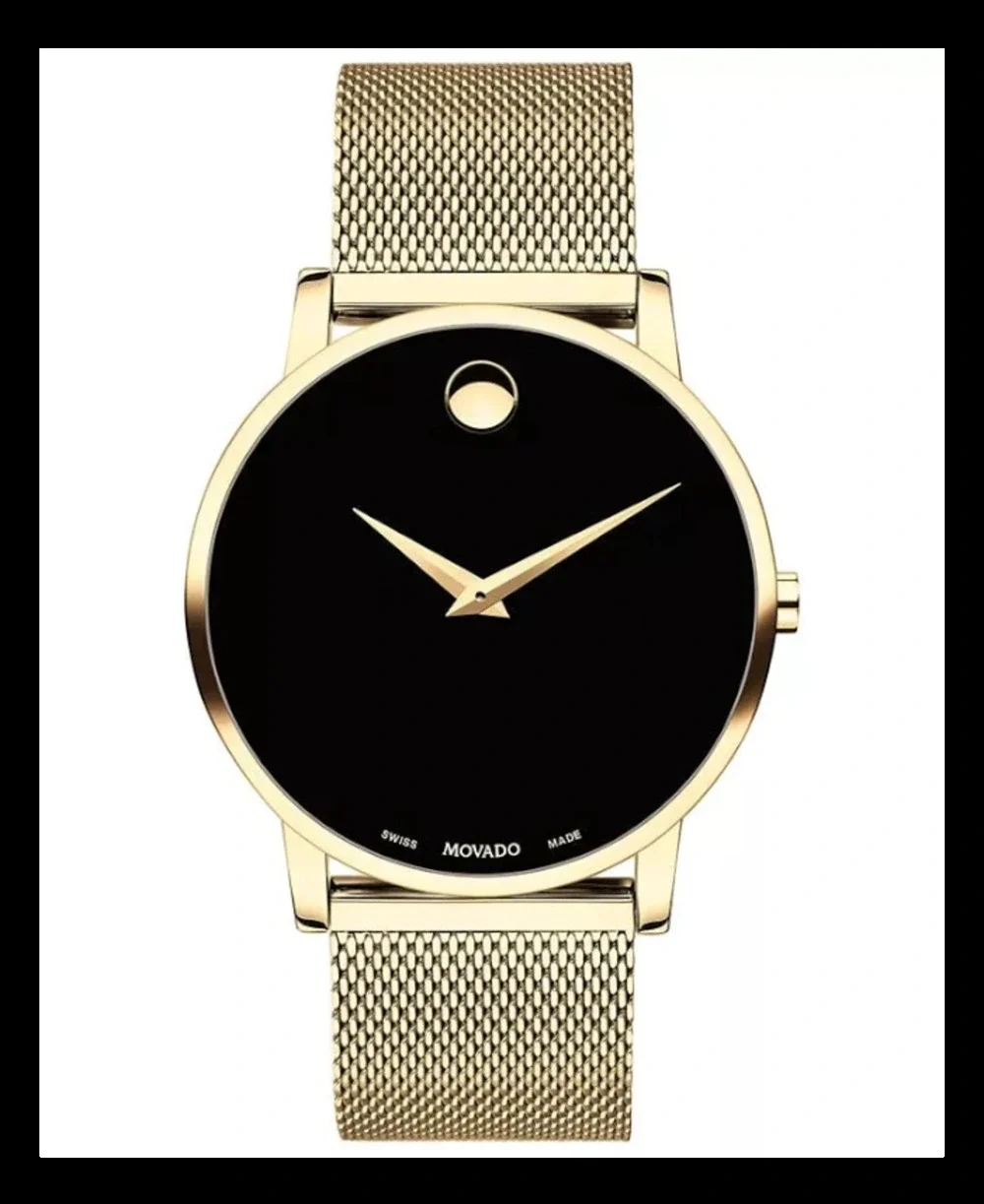 Movado Men's Swiss Museum Gold-Tone PVD Stainless Steel Mesh Bracelet Watch 40mm
